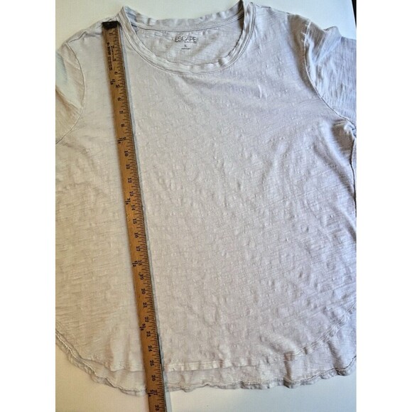Escape By Habitat Beige Tunic T Shirt Slub Knit Curved Hem Neutral Minimalist XL - Picture 8 of 8